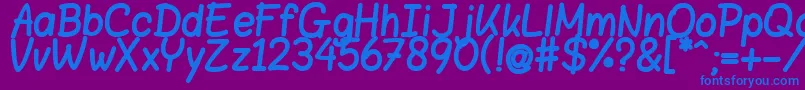 BloklettersViltstift-Schriftart – Blaue Schriften auf violettem Hintergrund