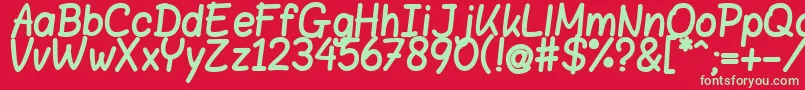 BloklettersViltstift Font – Green Fonts on Red Background
