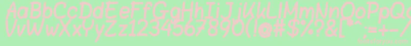 フォントBloklettersViltstift – 緑の背景にピンクのフォント