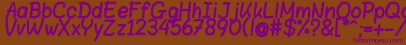 BloklettersViltstift Font – Purple Fonts on Brown Background