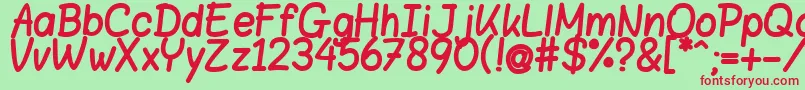 BloklettersViltstift Font – Red Fonts on Green Background