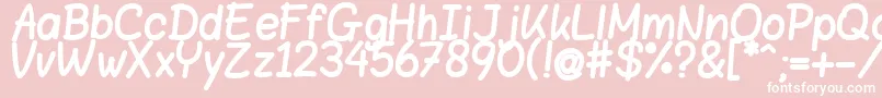 フォントBloklettersViltstift – ピンクの背景に白い文字