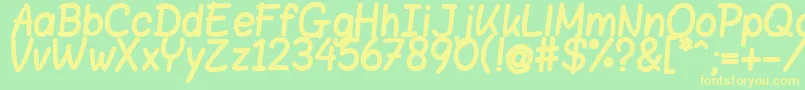 BloklettersViltstift Font – Yellow Fonts on Green Background