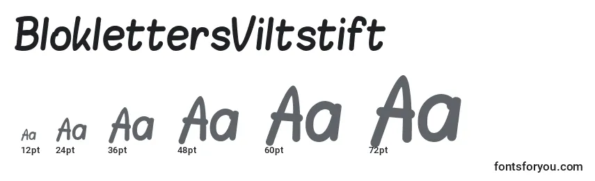 Размеры шрифта BloklettersViltstift