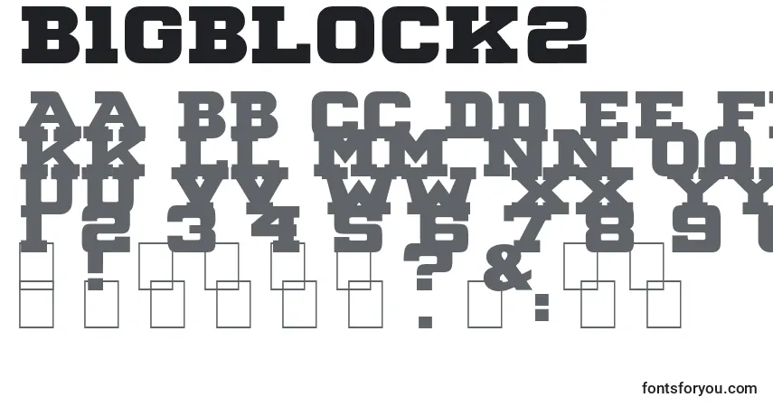 A fonte B1gBlock2 – alfabeto, números, caracteres especiais