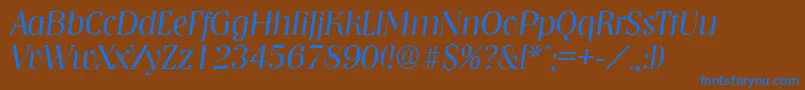 NashvilleLightita Font – Blue Fonts on Brown Background