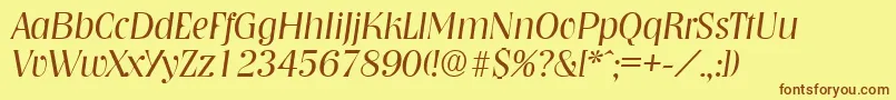 NashvilleLightita Font – Brown Fonts on Yellow Background