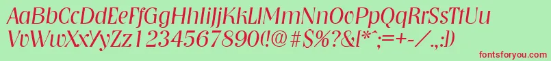 NashvilleLightita Font – Red Fonts on Green Background
