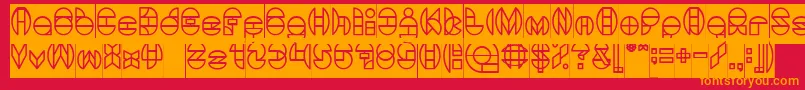 フォントDragonFlyInverse – 赤い背景にオレンジの文字