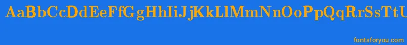 CmRomanBold-Schriftart – Orangefarbene Schriften auf blauem Hintergrund