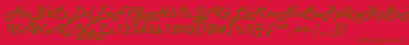 HarlowSolidItalic-Schriftart – Braune Schriften auf rotem Hintergrund