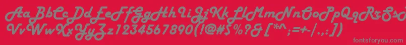 HarlowSolidItalic-Schriftart – Graue Schriften auf rotem Hintergrund
