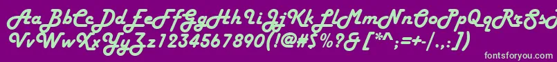 HarlowSolidItalic-Schriftart – Grüne Schriften auf violettem Hintergrund