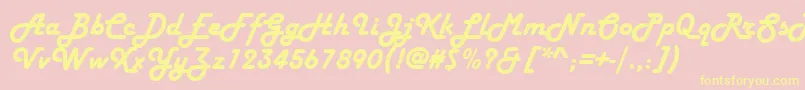 HarlowSolidItalic-Schriftart – Gelbe Schriften auf rosa Hintergrund