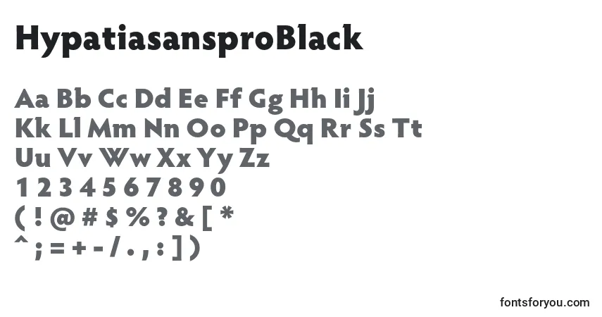 A fonte HypatiasansproBlack – alfabeto, números, caracteres especiais