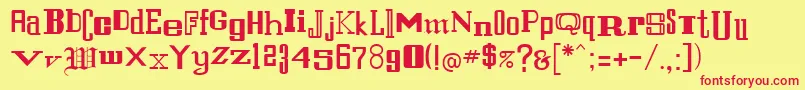 フォントFernandoRegular – 赤い文字の黄色い背景