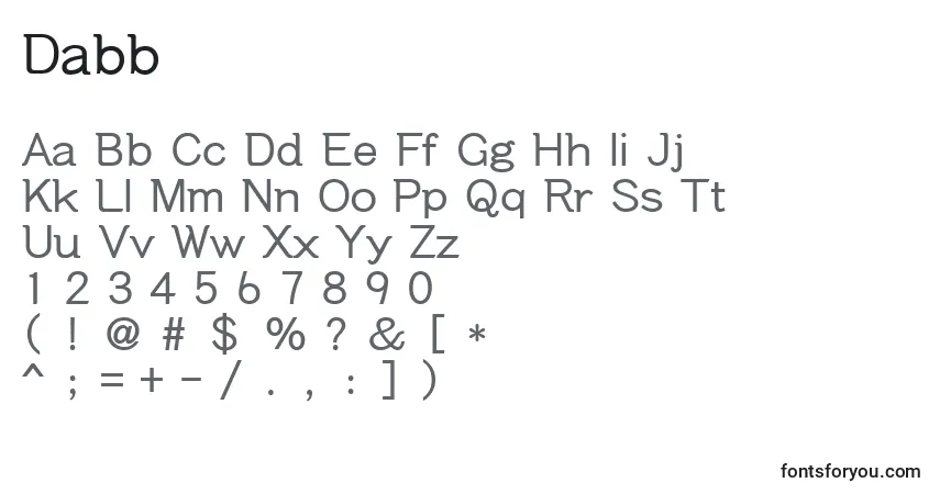 Czcionka Dabb – alfabet, cyfry, specjalne znaki