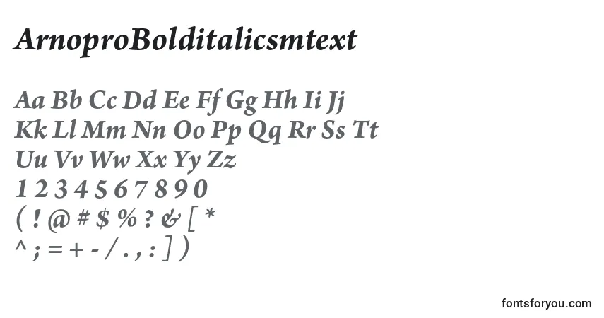 Fuente ArnoproBolditalicsmtext - alfabeto, números, caracteres especiales