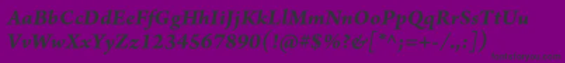Шрифт ArnoproBolditalicsmtext – чёрные шрифты на фиолетовом фоне
