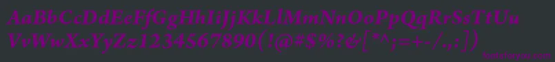 フォントArnoproBolditalicsmtext – 黒い背景に紫のフォント