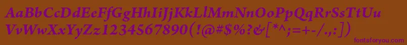 Шрифт ArnoproBolditalicsmtext – фиолетовые шрифты на коричневом фоне