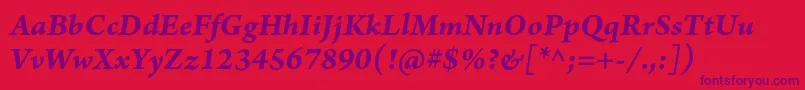 ArnoproBolditalicsmtext Font – Purple Fonts on Red Background