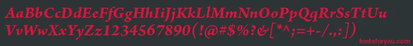 ArnoproBolditalicsmtext Font – Red Fonts on Black Background