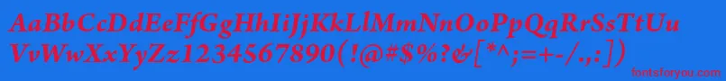 ArnoproBolditalicsmtext Font – Red Fonts on Blue Background