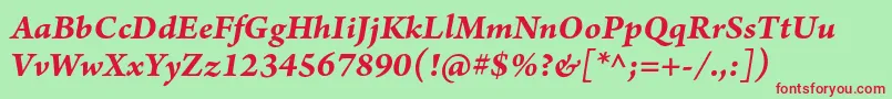 ArnoproBolditalicsmtext Font – Red Fonts on Green Background