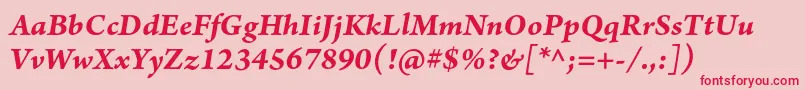 ArnoproBolditalicsmtext Font – Red Fonts on Pink Background