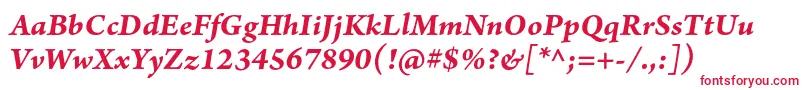 ArnoproBolditalicsmtext Font – Red Fonts on White Background