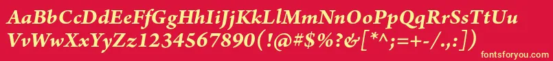 ArnoproBolditalicsmtext Font – Yellow Fonts on Red Background