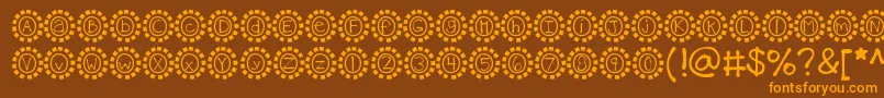 Kbmosaic-Schriftart – Orangefarbene Schriften auf braunem Hintergrund