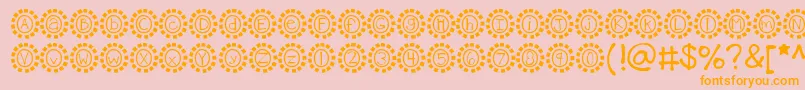 フォントKbmosaic – オレンジの文字がピンクの背景にあります。