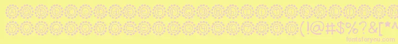 Kbmosaic-Schriftart – Rosa Schriften auf gelbem Hintergrund