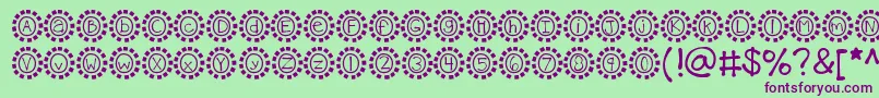 Kbmosaic-fontti – violetit fontit vihreällä taustalla