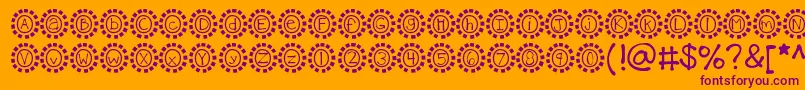 Kbmosaic-fontti – violetit fontit oranssilla taustalla