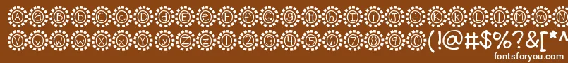 Kbmosaic-Schriftart – Weiße Schriften auf braunem Hintergrund