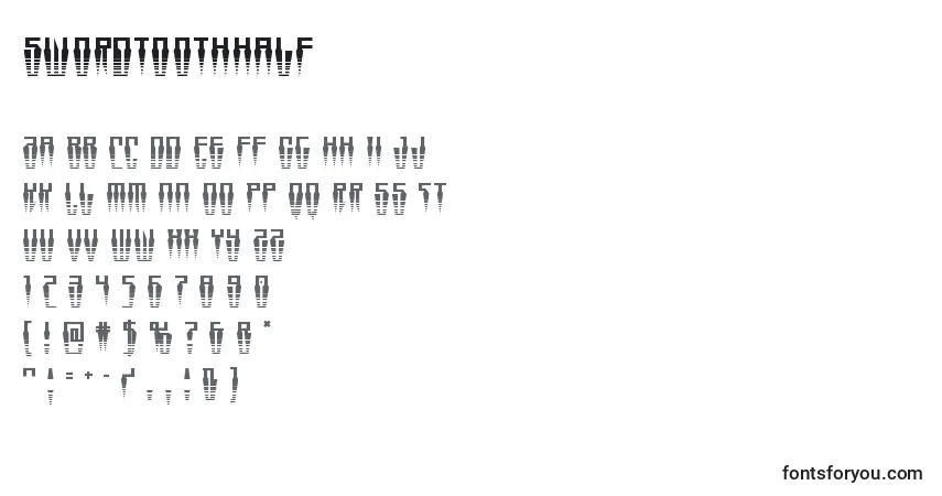 Czcionka Swordtoothhalf – alfabet, cyfry, specjalne znaki