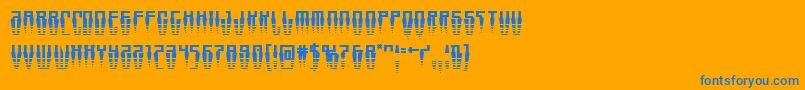 Swordtoothhalf-Schriftart – Blaue Schriften auf orangefarbenem Hintergrund