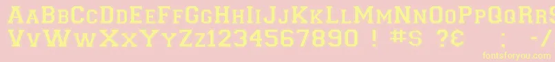 Fonte CollegiateNormal – fontes amarelas em um fundo rosa
