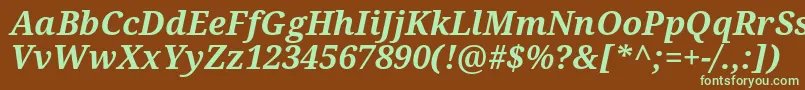 フォントNotoSerifBoldItalic – 緑色の文字が茶色の背景にあります。