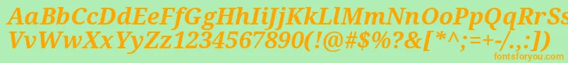 フォントNotoSerifBoldItalic – オレンジの文字が緑の背景にあります。