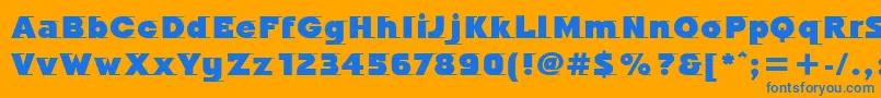 OdysseeItcUltra-Schriftart – Blaue Schriften auf orangefarbenem Hintergrund