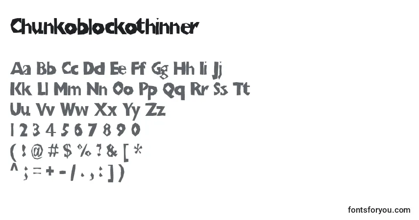 Chunkoblockothinner Font – alphabet, numbers, special characters