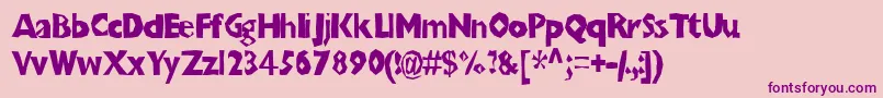 Fonte Chunkoblockothinner – fontes roxas em um fundo rosa