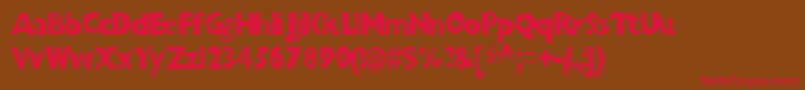 フォントChunkoblockothinner – 赤い文字が茶色の背景にあります。