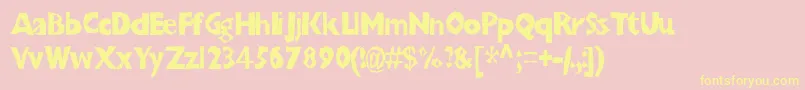 Fonte Chunkoblockothinner – fontes amarelas em um fundo rosa