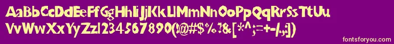 Fonte Chunkoblockothinner – fontes amarelas em um fundo roxo
