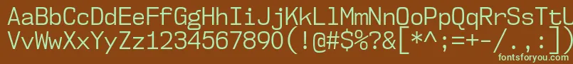 Nk57MonospaceScBk-fontti – vihreät fontit ruskealla taustalla